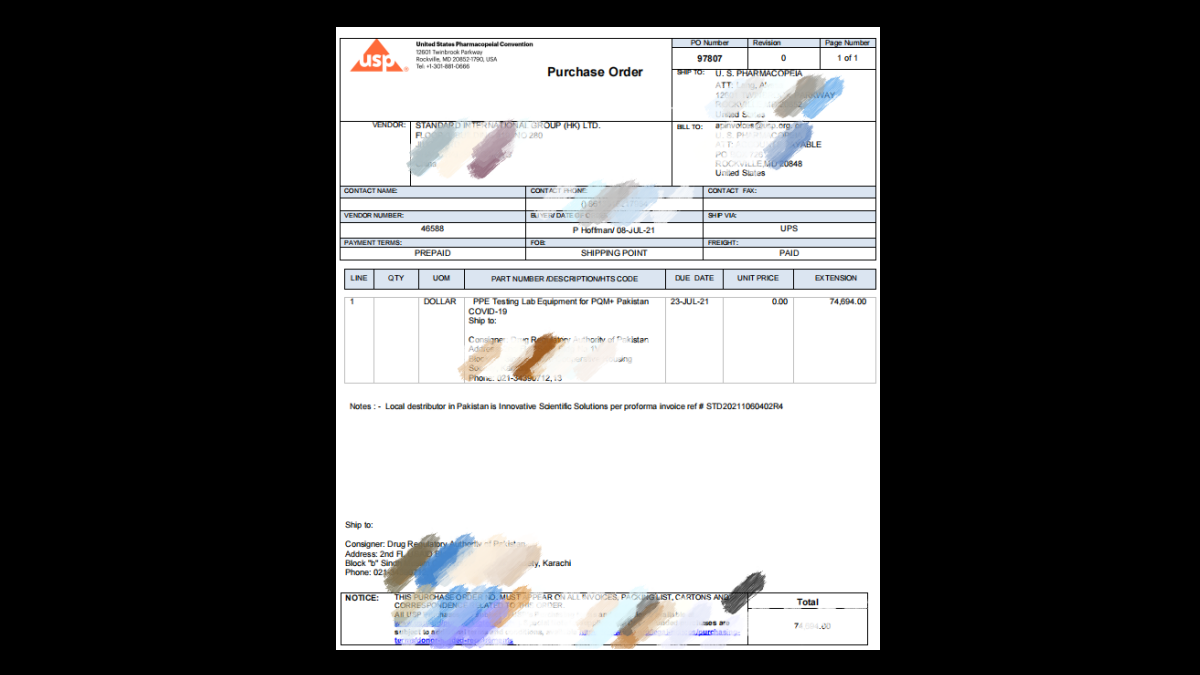 U. S. PHARMACOPEIA (Drug Regulatory Authority of Pakistan)